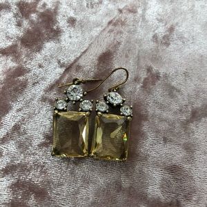 J. Crew Gold Earrings with Yellow and Clear Stones